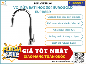 Vòi rửa bát inox 304 Eurogold EUF118BR